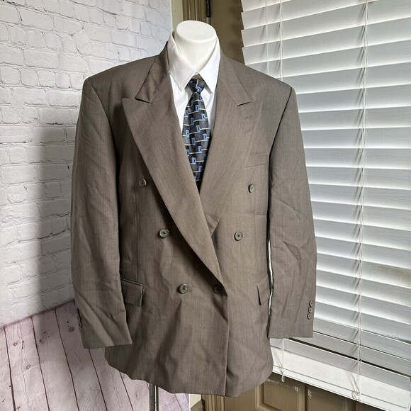 Givenchy Monsieur Double Breasted Jacket Blazer Gray Sport Coat Mens 44R - Picture 2 of 11